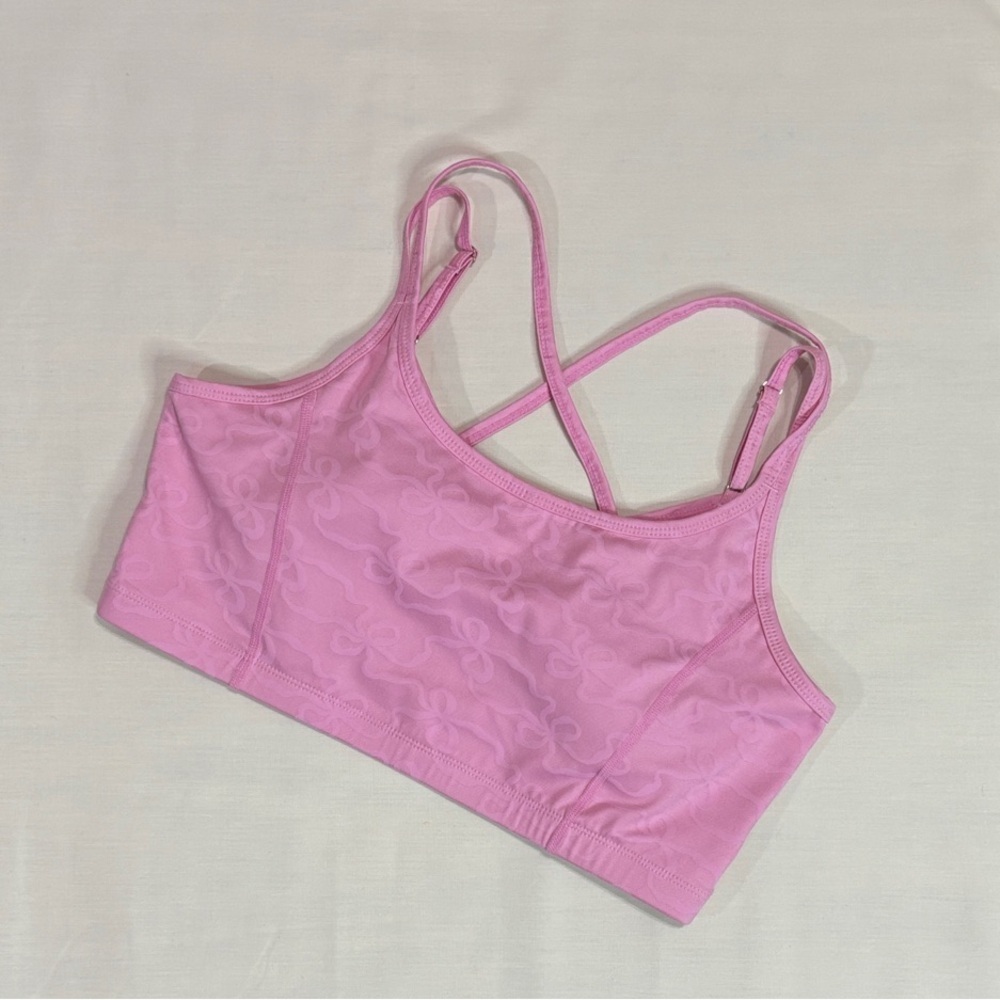 LoveShackFancy Pink Strappy Sports Bra Bralette Crop Top Size L